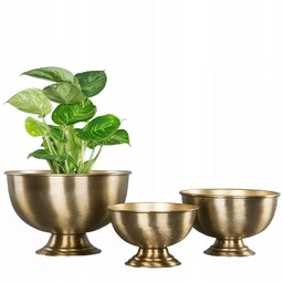 Osłonka Na Doniczkę Bonsai Złota Płytka zestaw 3