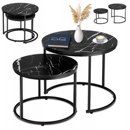 Stoliki Kawowe Okrągłe Zestaw 2w1 Rozkładane Ława