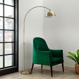 Łukowa lampa podłogowa Lindby Lennar, antyczny mosiądz, metal,