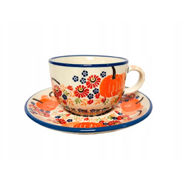 Filiżanka i spodek ceramika Bolesławiec PS30 200ml unikat