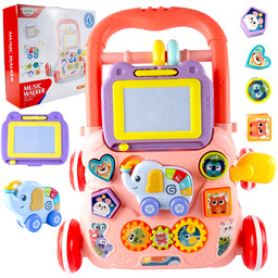 Chodzik Pchacz Znikopis Jeździk Interaktywny Stolik Edukacyjny Różowy