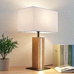 Lampa stołowa Lindby Garry, 2-punktowa, biały, drewno, 53