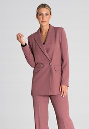Elegancka MARYNARKA damska z podszewką DWURZĘDOWA różowa XL
