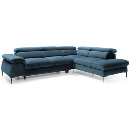 Edinos Premium Granatowy nowoczesny narożnik z zagłówkami