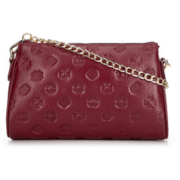 Torebka crossbody skórzana z tłoczeniem bordowa