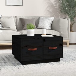 vidaXL Stolik kawowy, czarny, 60x53x35 cm, lite drewno