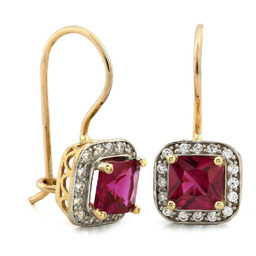 Kolczyki złote 585 z rubinem 20.6mm x 10mm