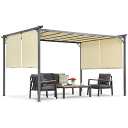 Kremowa pergola tarasowa Sevilla 3x4m z moskitierą Garden