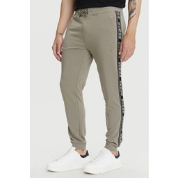 GUESS Zielone męskie spodnie dresowe z lampasami New