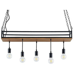 Lindby - Kirista 5 Lampa Wisząca Wood/Black