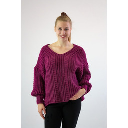Ciepły sweter w szpic Madlen Fioletowy UNI
