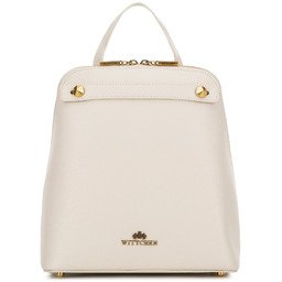 Damski plecak ze skóry trapezowy kremowy