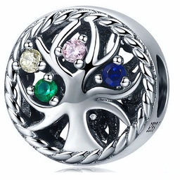 Rodowany srebrny charms do pandora drzewo życia cyrkonie