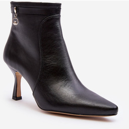 Skórzane Damskie Botki Na Szpilce Maciejka 06301-01 Czarne-41