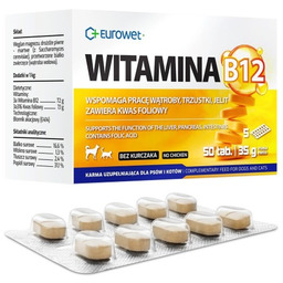 Eurowet Witamina B12 trzustka/jelita pies/kot 50szt