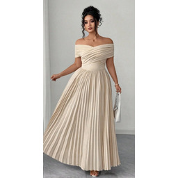 SHEIN PLUS SIZE SUKIENKA MAXI PLISOWANA BEŻOWA 46