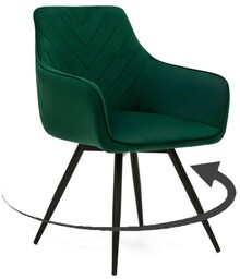 Krzesło obrotowe do jadalni DC-0084-6 Welur zielony Czarne