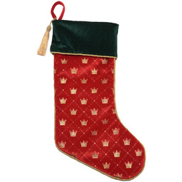 SKARPETA ŚWIĄTECZNA czerwona, złote zdobienia, aksamitna