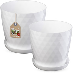 Doniczka na kwiaty z podstawką biała Amily 25