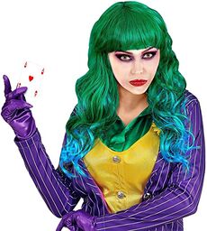 Widmann 02077 Peruka Evil Joker, damska, zielona/niebieska