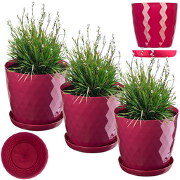 Doniczki na kwiaty z podstawkami Amily 30cm amarant