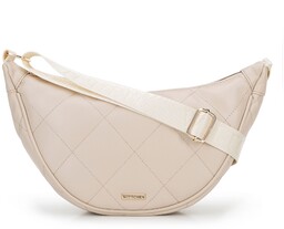 Damska torebka crossbody w geometryczne przeszycia kremowo -