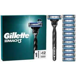 GILLETTE Golarka Mach3 + 12 ostrzy Czarny Zyskaj