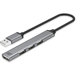 ACT Hub USB, 4 porty, wtyczka USB, aluminiowa