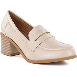 Półbuty damskie lordsy na obcasie beżowe M.Daszyński MR2201D-3A