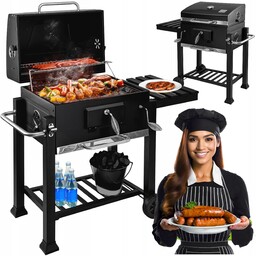Grill Węglowy z Pokrywą Termometr Popielnik Wentylacja Ogrodowy