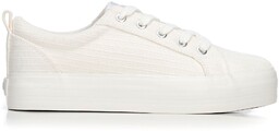Damskie sneakersy na platformie kremowe