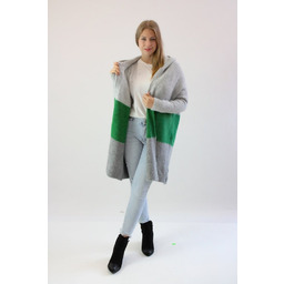 Wełniany kardigan w pasy Pola Popielato-zielony UNI