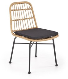Krzesło ogrodowe tapicerowane rattan naturalne / czarne K401
