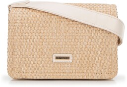 Damska crossbody z plecionki beżowo - kremowa