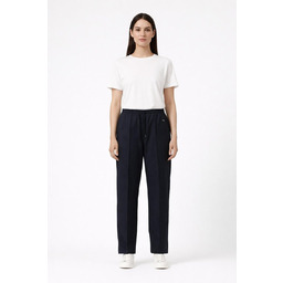PEPE JEANS SPODNIE CASUAL GRANATOWE PROSTE Z WIĄZANIEM