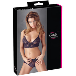 Cottelli - Kwiatowy, koronkowy zestaw biustonoszowy (fioletowy)