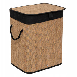 Kosz Na Pranie Łazienkowy Bambusowy Pleciony Z Pokrywą