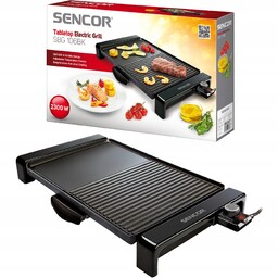 Grill elektryczny przenośny stołowy Sencor 2w1 płaski+żebrowa płyta