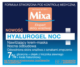 Mixa - HYALUROGEL NOC - Nawilżający krem-maska