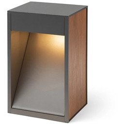 Słupek zewnętrzny antracytowy z drewnianymi wstawkami 30cm IP65