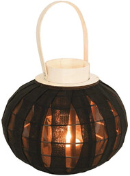 Lampion na świeczkę drewniany czarny 22 cm