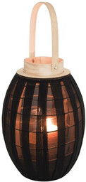 Lampion na świeczkę drewniany czarny 34 cm