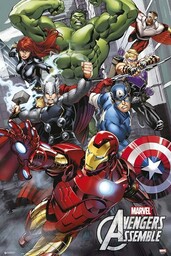 empireposter Avengers-Assemble-Cartoon Comic plakat druk Hulk Spider Man