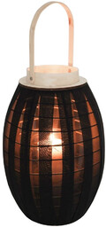 Lampion na świeczkę drewniany czarny 39,5 cm