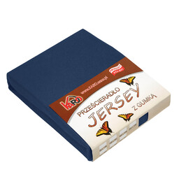 KARO Prześcieradło jersey z gumką 90x200 granatowe 034