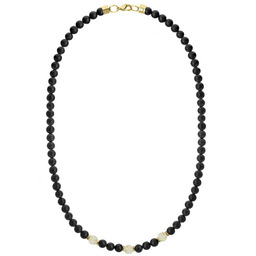 Naszyjnik męski z cytrynem i czarnym matowym turmalinem