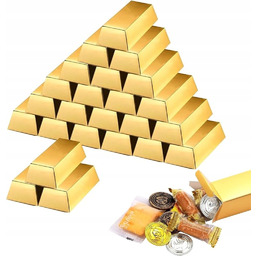 Pudełka na Prezenty Świąteczne Cukierki Sztuczne Sztabki Złota