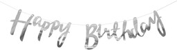 Baner Happy Birthday srebrny - 150 cm -