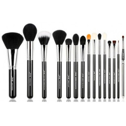 JESSUP, zestaw pędzli do makijażu Black/Silver, 15 szt.