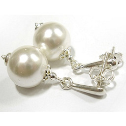 Perły Seashell Kolczyki Srebro